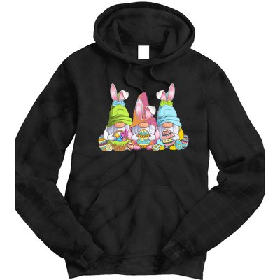 Gnome Bunny Easter Eggs Basket Easter Day Tie Dye Hoodie