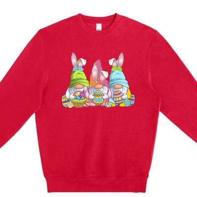 Gnome Bunny Easter Eggs Basket Easter Day Premium Crewneck Sweatshirt