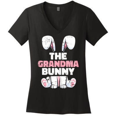 Grandma Bunny Easter Family Matching Funny Spring Women's V-Neck T-Shirt