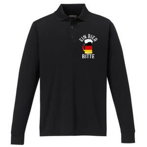 German Beer Ein Bier Bitte Germany Funny Oktoberfest Gift Performance Long Sleeve Polo