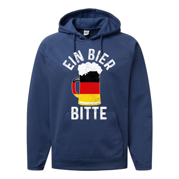 German Beer Ein Bier Bitte Germany Funny Oktoberfest Gift Performance Fleece Hoodie