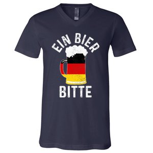 German Beer Ein Bier Bitte Germany Funny Oktoberfest Gift V-Neck T-Shirt