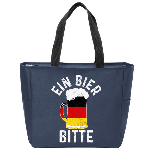 German Beer Ein Bier Bitte Germany Funny Oktoberfest Gift Zip Tote Bag