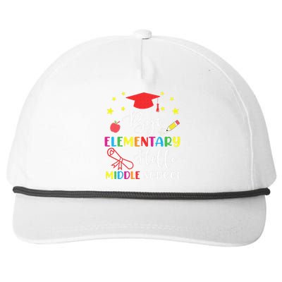 Graduation Bye Elementary Hello Middle School for 5th Grader Snapback Five-Panel Rope Hat