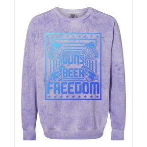 Guns Beer Freedom Happy 4Th Of July Funny Gift Colorblast Crewneck Sweatshirt