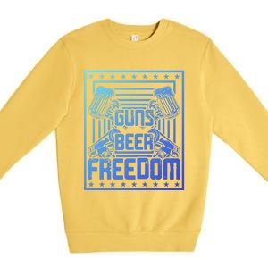 Guns Beer Freedom Happy 4Th Of July Funny Gift Premium Crewneck Sweatshirt