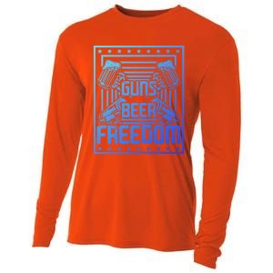 Guns Beer Freedom Happy 4Th Of July Funny Gift Cooling Performance Long Sleeve Crew