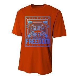 Guns Beer Freedom Happy 4Th Of July Funny Gift Performance Sprint T-Shirt