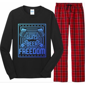 Guns Beer Freedom Happy 4Th Of July Funny Gift Long Sleeve Pajama Set