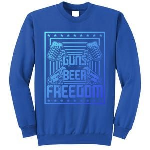 Guns Beer Freedom Happy 4Th Of July Funny Gift Tall Sweatshirt