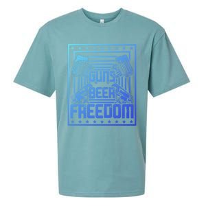 Guns Beer Freedom Happy 4Th Of July Funny Gift Sueded Cloud Jersey T-Shirt