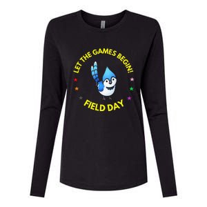 Games Begin Field Day Blue Jay Womens Cotton Relaxed Long Sleeve T-Shirt