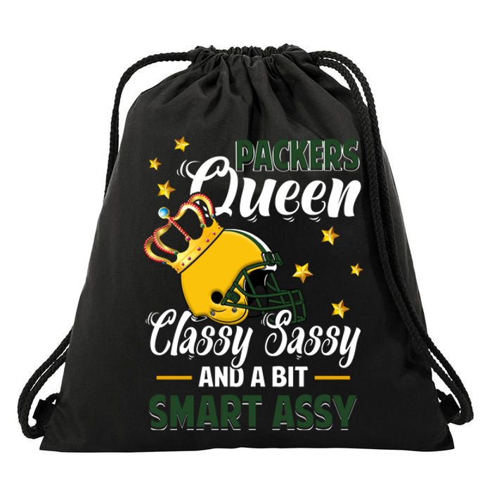 Green Bay Football Queen Classy Sassy And A Bit Smart Assy Drawstring Bag