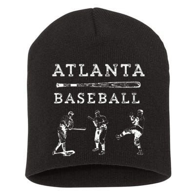 Georgia Baseball Fan Retro Vintage Short Acrylic Beanie