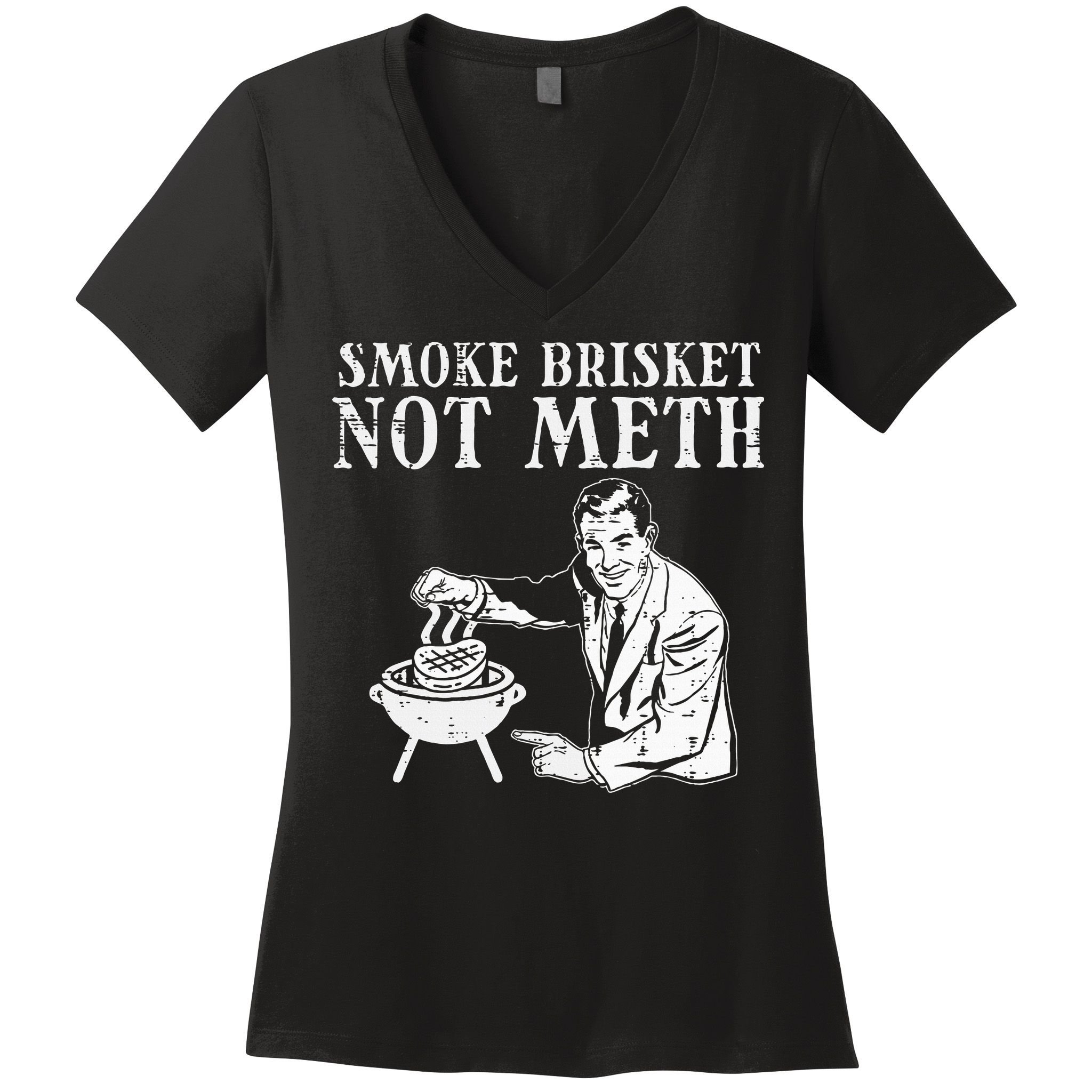 Grill Brisket Fun Bbq Barbecue Meat Grilling Master Dad Women's V-Neck T-Shirt