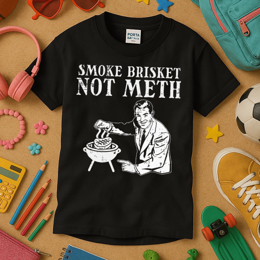 Grill Brisket Fun Bbq Barbecue Meat Grilling Master Dad Kids T-Shirt