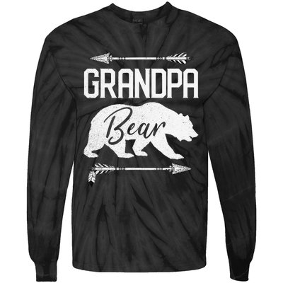 Grandpa Bear Funny Father's Day Gift Papa Best Dad Joke Tie-Dye Long Sleeve Shirt