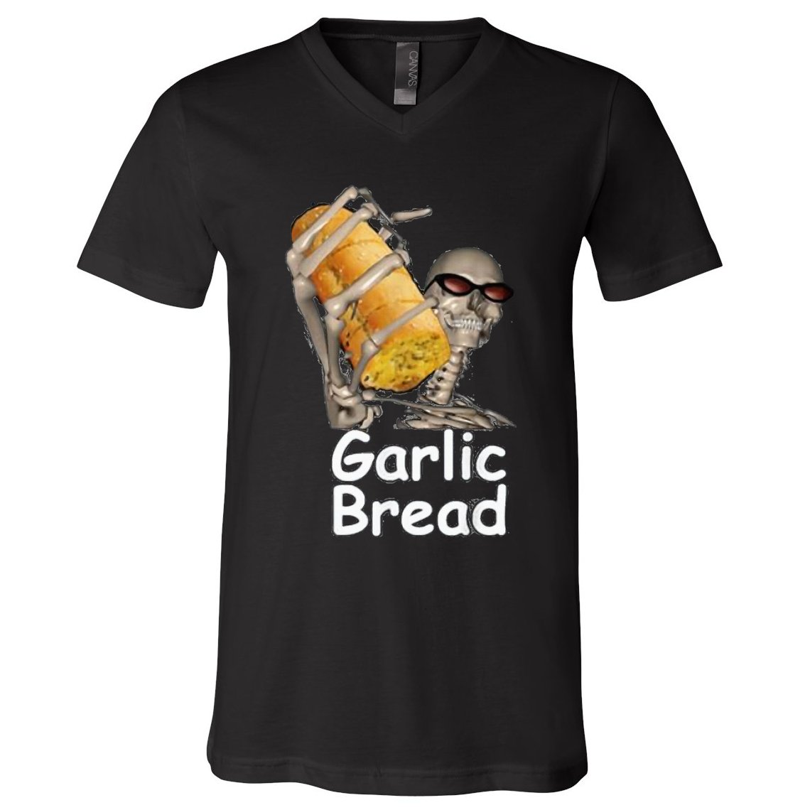 Garlic Bread Funny Skeleton V-Neck T-Shirt