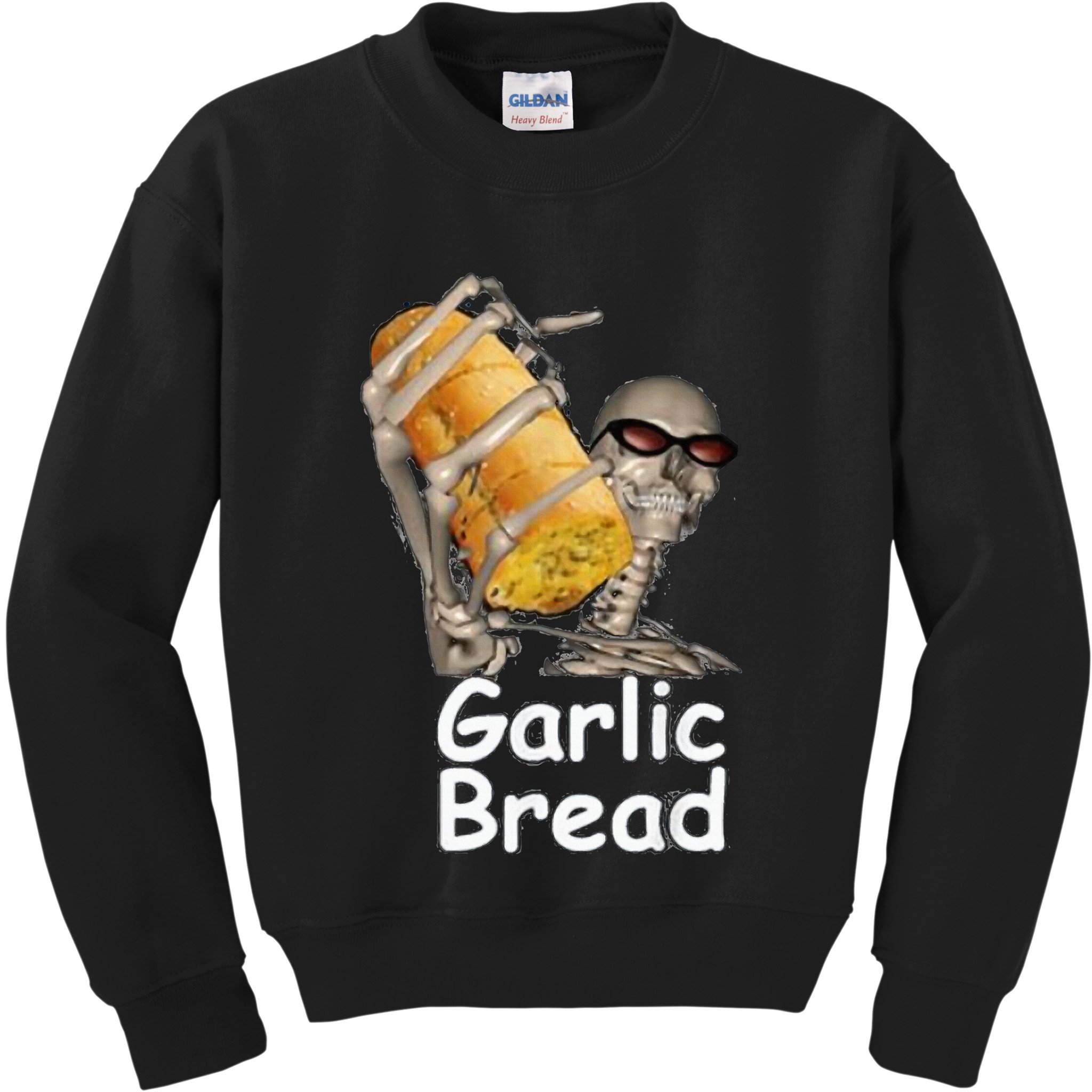 Garlic Bread Funny Skeleton Kids Sweatshirt