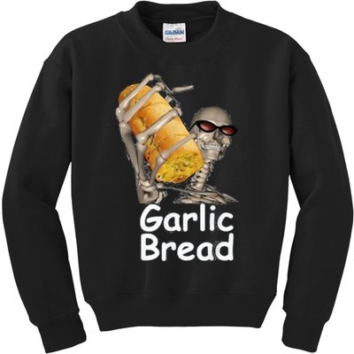 Garlic Bread Funny Skeleton Kids Sweatshirt