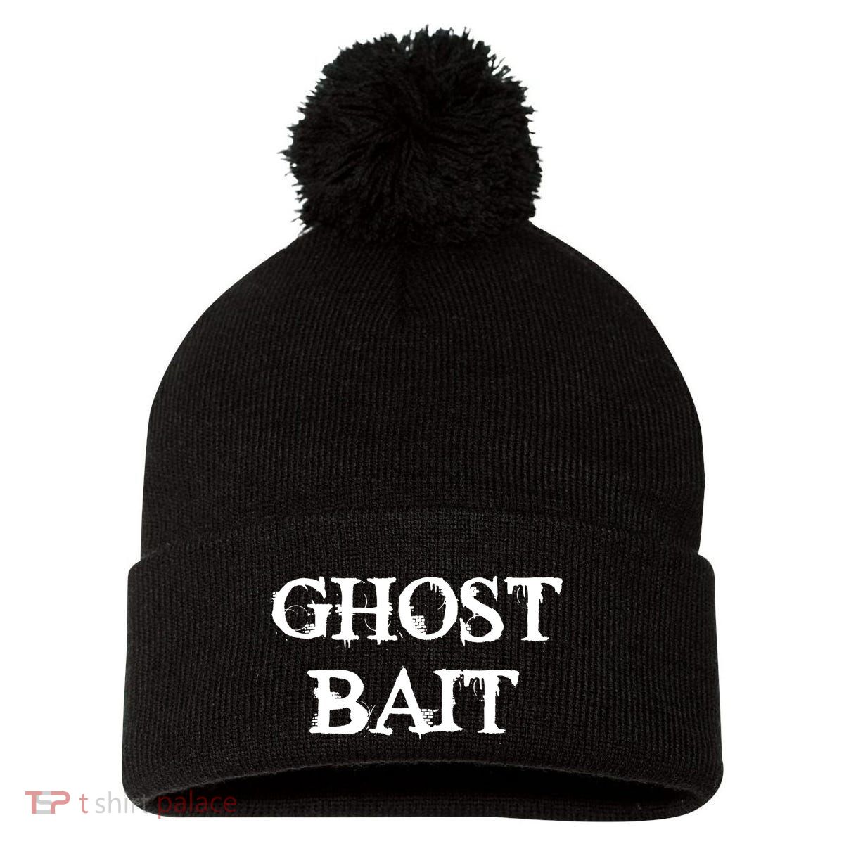Ghost Bait Funny Paranormal Ghost Hunting Scary Halloween Pom Pom 12in Knit Beanie