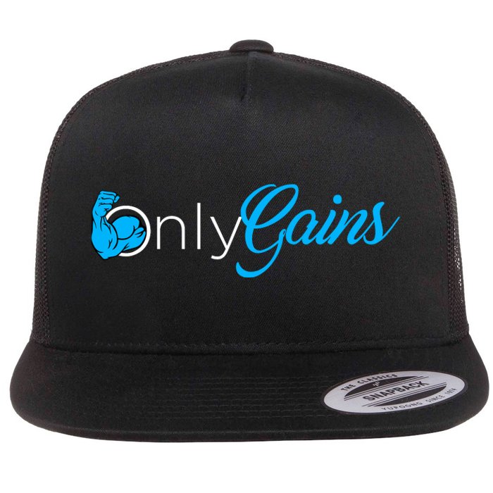 Gym Bodybuilder Fitness Lovers | Only Gainz Only Gains Flat Bill Trucker Hat