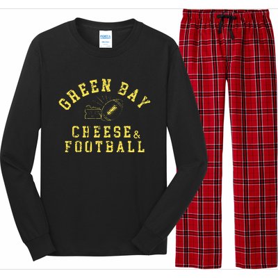 Green Bay Football Fanatic Distressed Gift Long Sleeve Pajama Set