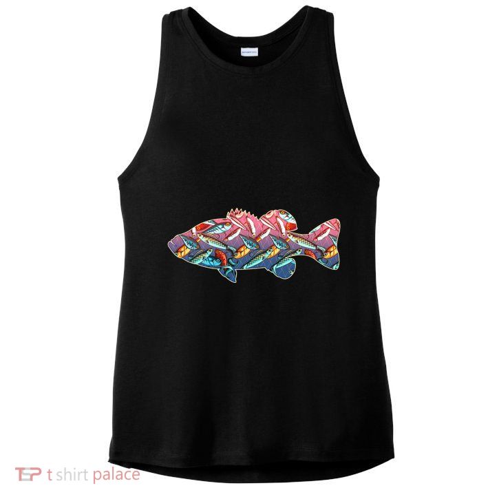 Go Base Fish Fishing Lures Pattern Ladies PosiCharge Tri-Blend Wicking Tank