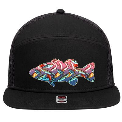 Go Base Fish Fishing Lures Pattern 7 Panel Mesh Trucker Snapback Hat