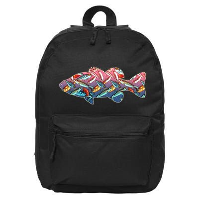 Go Base Fish Fishing Lures Pattern 16 in Basic Backpack