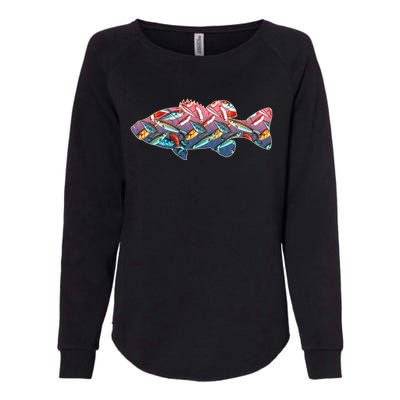 Go Base Fish Fishing Lures Pattern Womens California Wash Sweatshirt