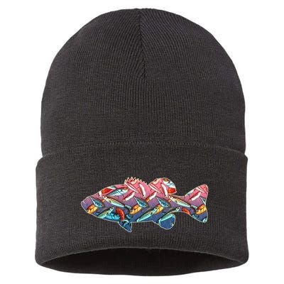 Go Base Fish Fishing Lures Pattern Sustainable Knit Beanie