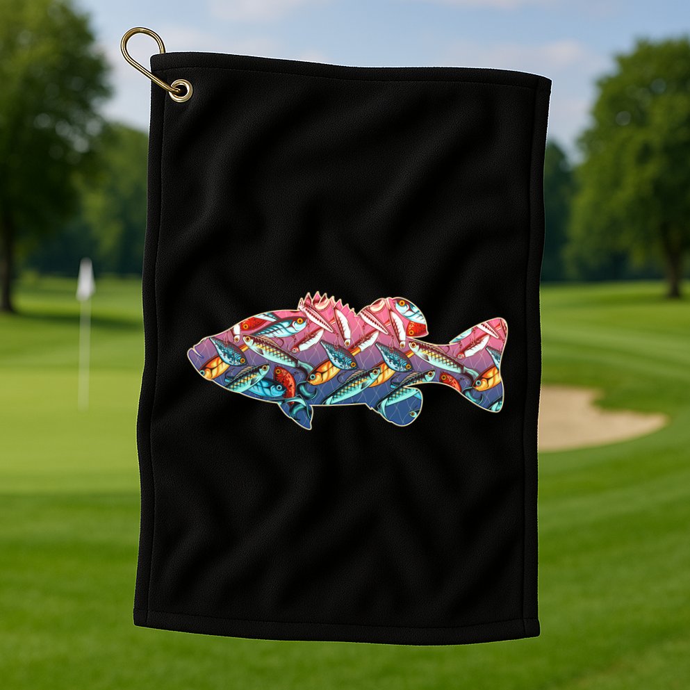 Go Base Fish Fishing Lures Pattern Golf Towel
