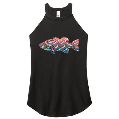 Go Base Fish Fishing Lures Pattern Women's Perfect Tri Rocker Tank