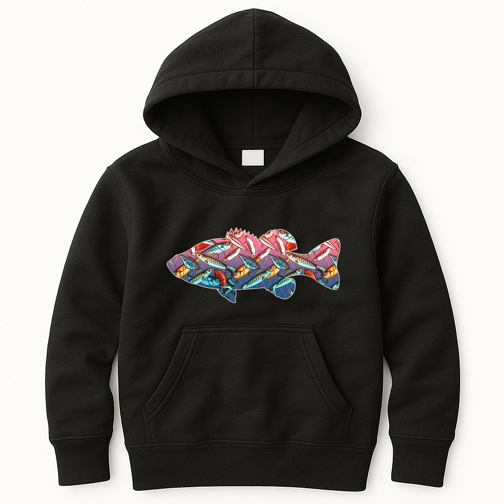 Go Base Fish Fishing Lures Pattern Kids Hoodie