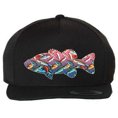 Go Base Fish Fishing Lures Pattern Wool Snapback Cap