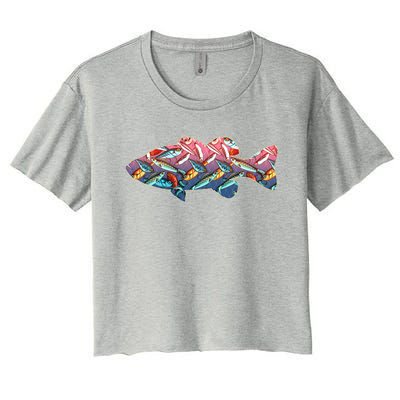 Go Base Fish Fishing Lures Pattern Women's Crop Top Tee