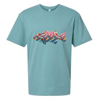 Go Base Fish Fishing Lures Pattern Sueded Cloud Jersey T-Shirt