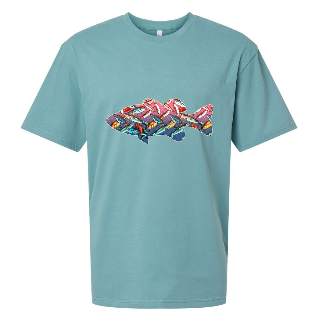 Go Base Fish Fishing Lures Pattern Sueded Cloud Jersey T-Shirt