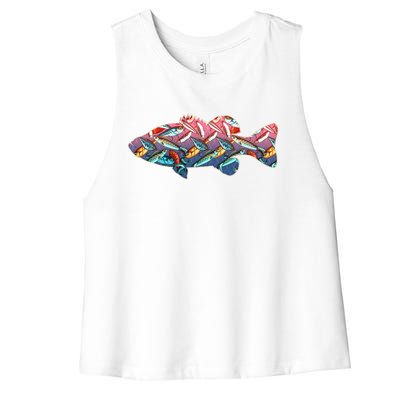 Go Base Fish Fishing Lures Pattern Women's Racerback Cropped Tank