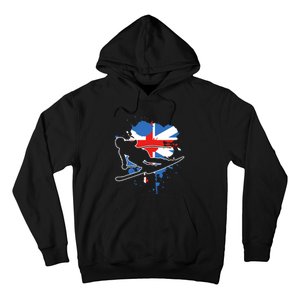 Great Britain Flag Skier British Alpine Skiing Hoodie