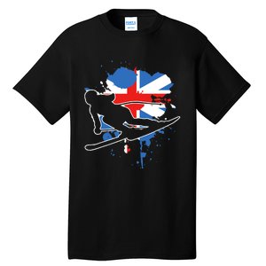 Great Britain Flag Skier British Alpine Skiing Tall T-Shirt