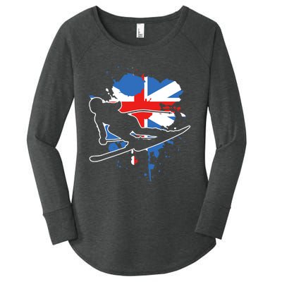 Great Britain Flag Skier British Alpine Skiing Women's Perfect Tri Tunic Long Sleeve Shirt