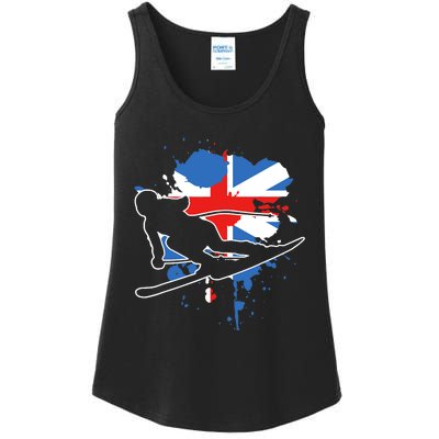 Great Britain Flag Skier British Alpine Skiing Ladies Essential Tank