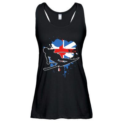 Great Britain Flag Skier British Alpine Skiing Ladies Essential Flowy Tank