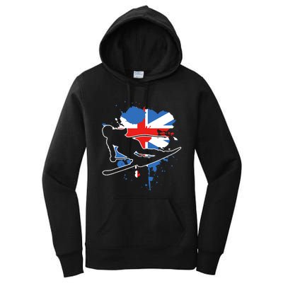 Great Britain Flag Skier British Alpine Skiing Women's Pullover Hoodie