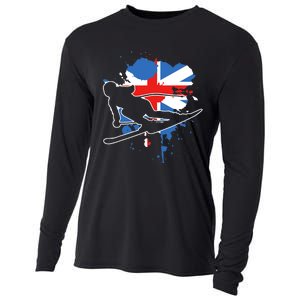 Great Britain Flag Skier British Alpine Skiing Cooling Performance Long Sleeve Crew