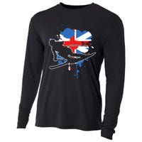 Great Britain Flag Skier British Alpine Skiing Cooling Performance Long Sleeve Crew