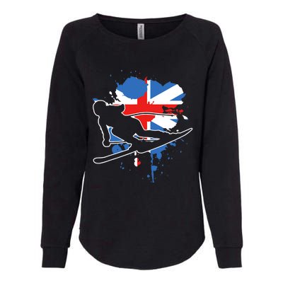 Great Britain Flag Skier British Alpine Skiing Womens California Wash Sweatshirt