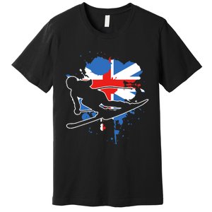 Great Britain Flag Skier British Alpine Skiing Premium T-Shirt